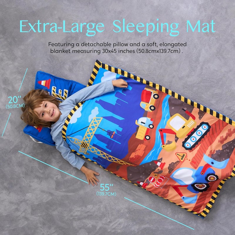 Joiedomi Toddler Sleeping Bag for Kids 55''x30'' Nap Mat with Removable Pillow and Minky Blanket for Toddler Ages 3-7 Roll Up Soft Kids Sleeping Bag for Boys Girls Kindergarten Daycare Sleepover - Image 3